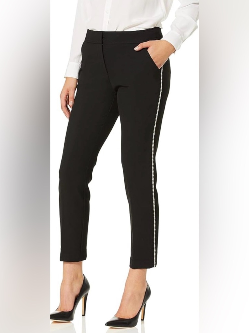 Trina Turk Women's Pants Size 14 Tuxedo Black Rhinestones Embellished‎ NWT Party